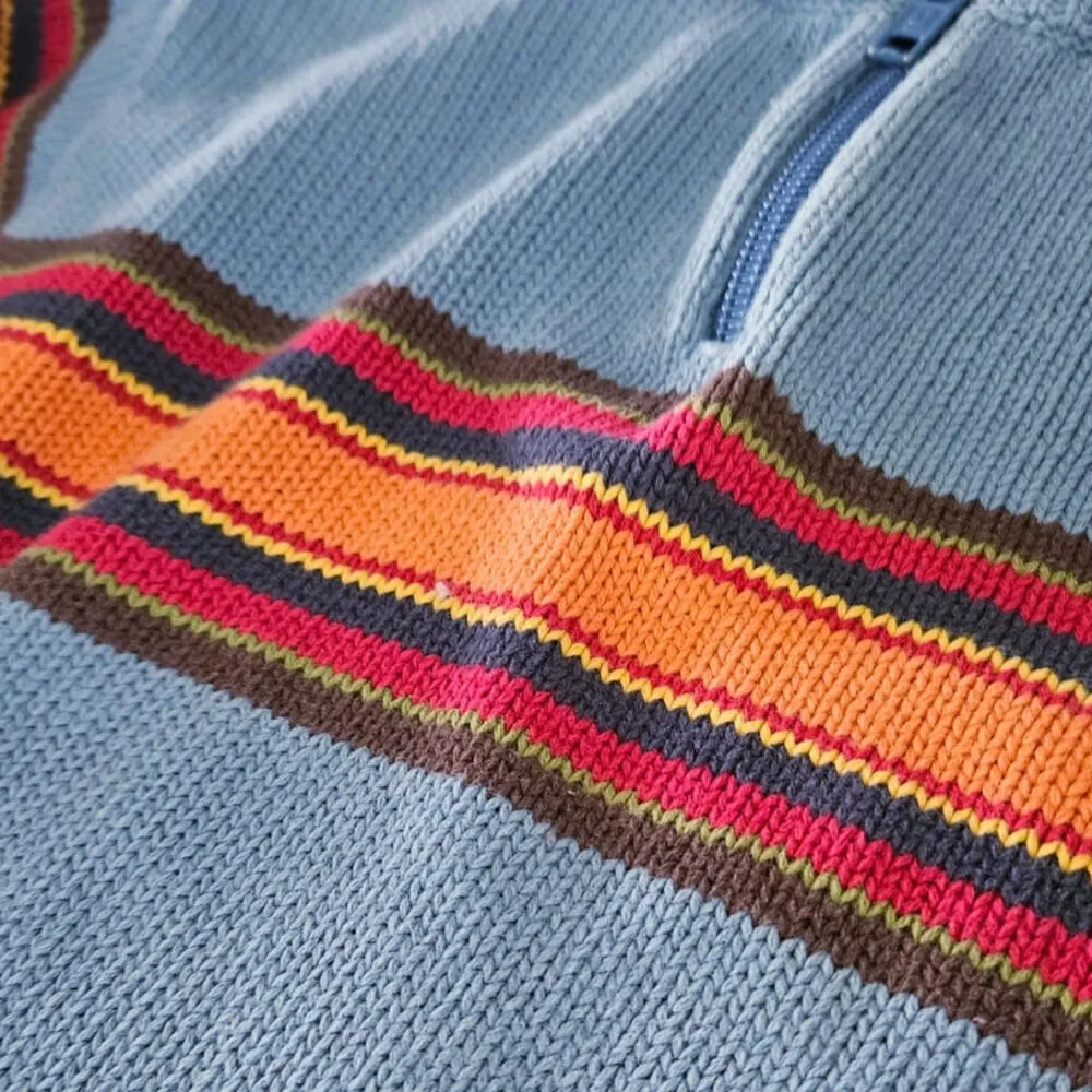 Vintage Gymboree Toddler Quarter Zip Sweater | Boys 3 | Blue Striped 100% Cotton
